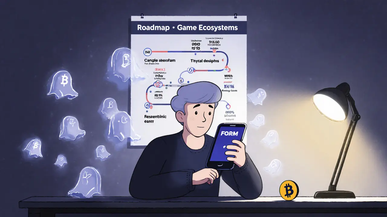 A user sees BNX gone and FORM appears in wallet, ghost tokens fading behind.