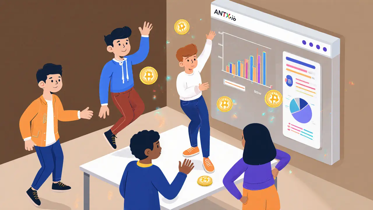 Diverse group of creators interacting through lifelike digital avatars in a virtual space.