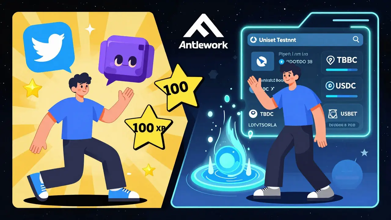 User earning XP through social tasks on left and testnet swaps on right under Arch Network logo.