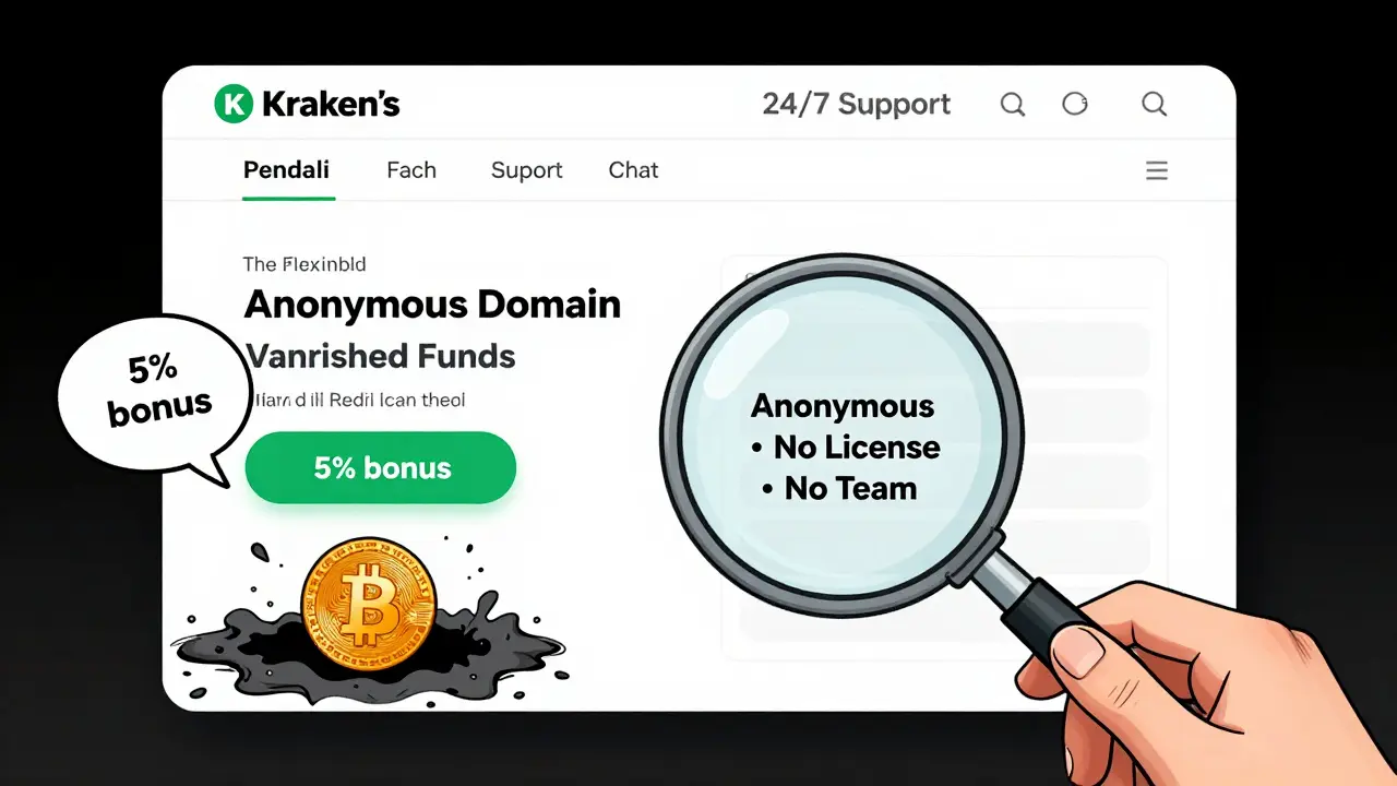 A fake crypto exchange website traps a user’s Bitcoin in a black hole with deceptive buttons and empty support chats.
