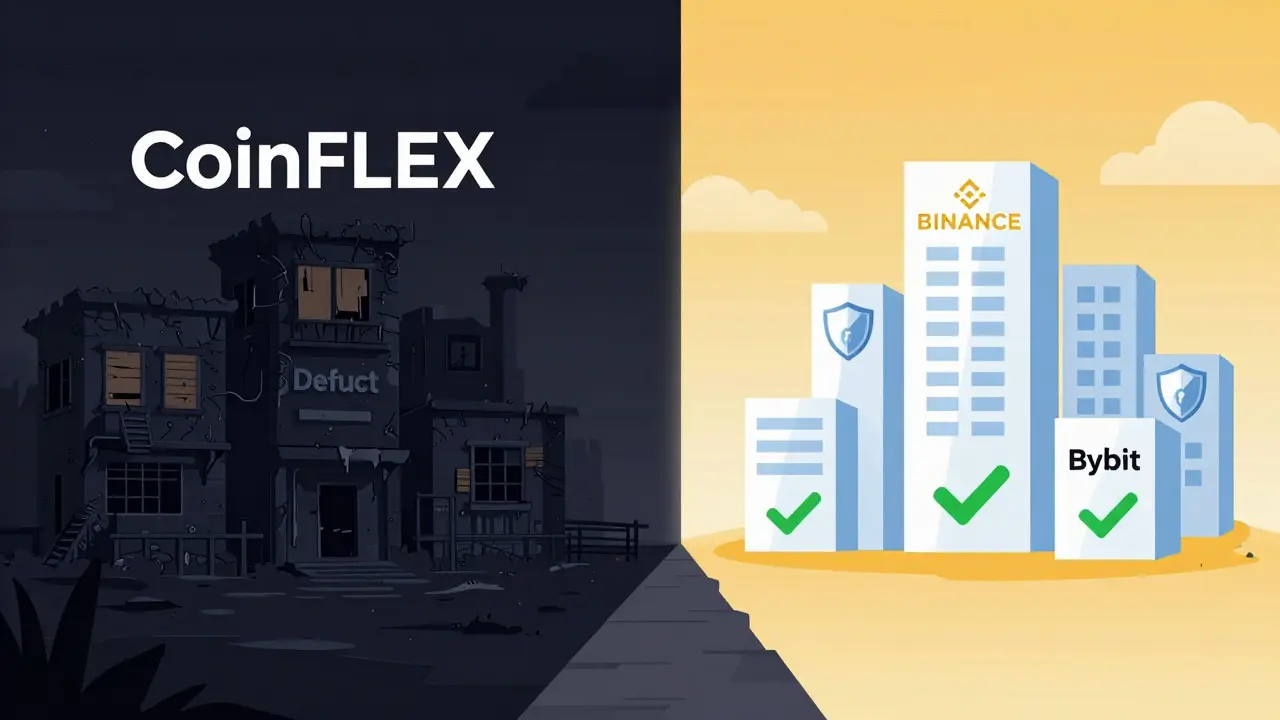 Comparison of a defunct exchange ghost town versus safe, regulated platforms