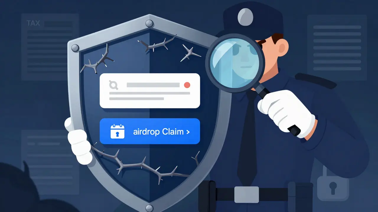 Detective protecting digital wallet from phishing links and fake claims