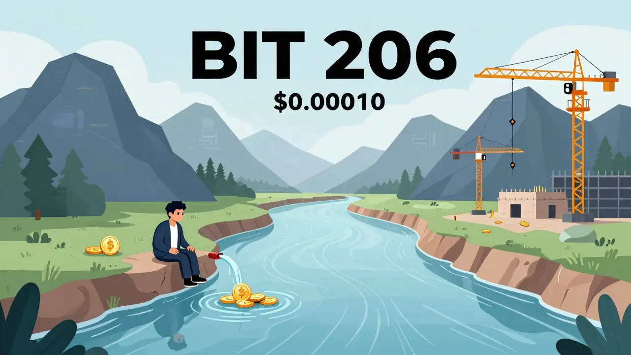 Illustration depicting stable BIT token trading volume and cautious market outlook in 2026.