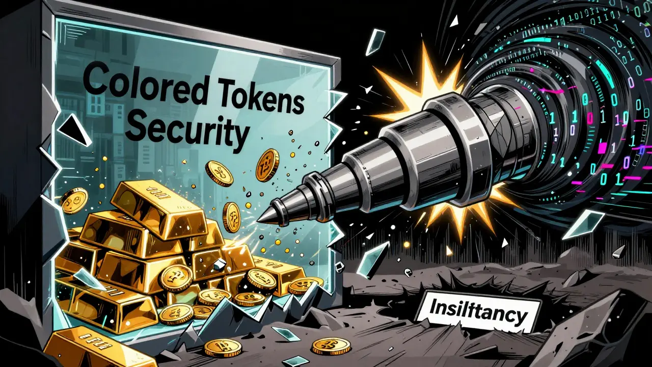 Illustration of security breach destroying fragile token protection system