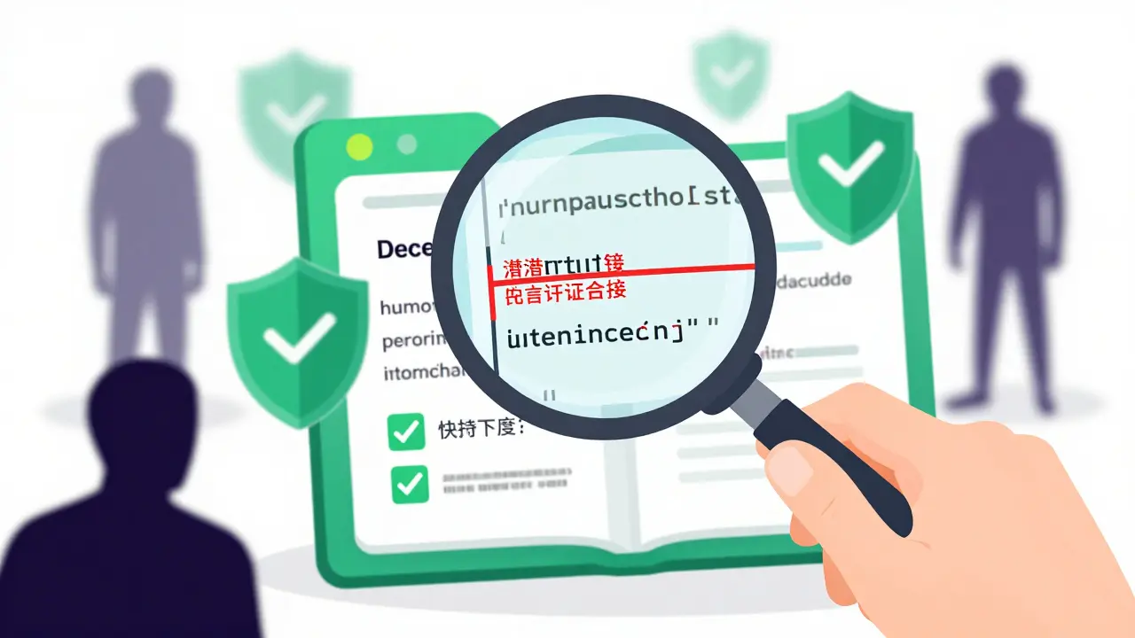 Magnifying glass inspecting digital wallet for security risks and scams