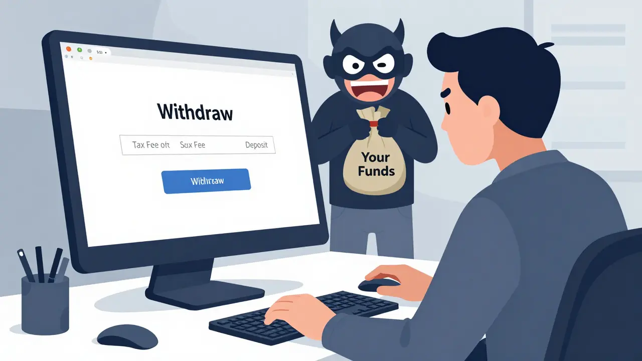 User blocked from withdrawing funds, asked to pay fake fees