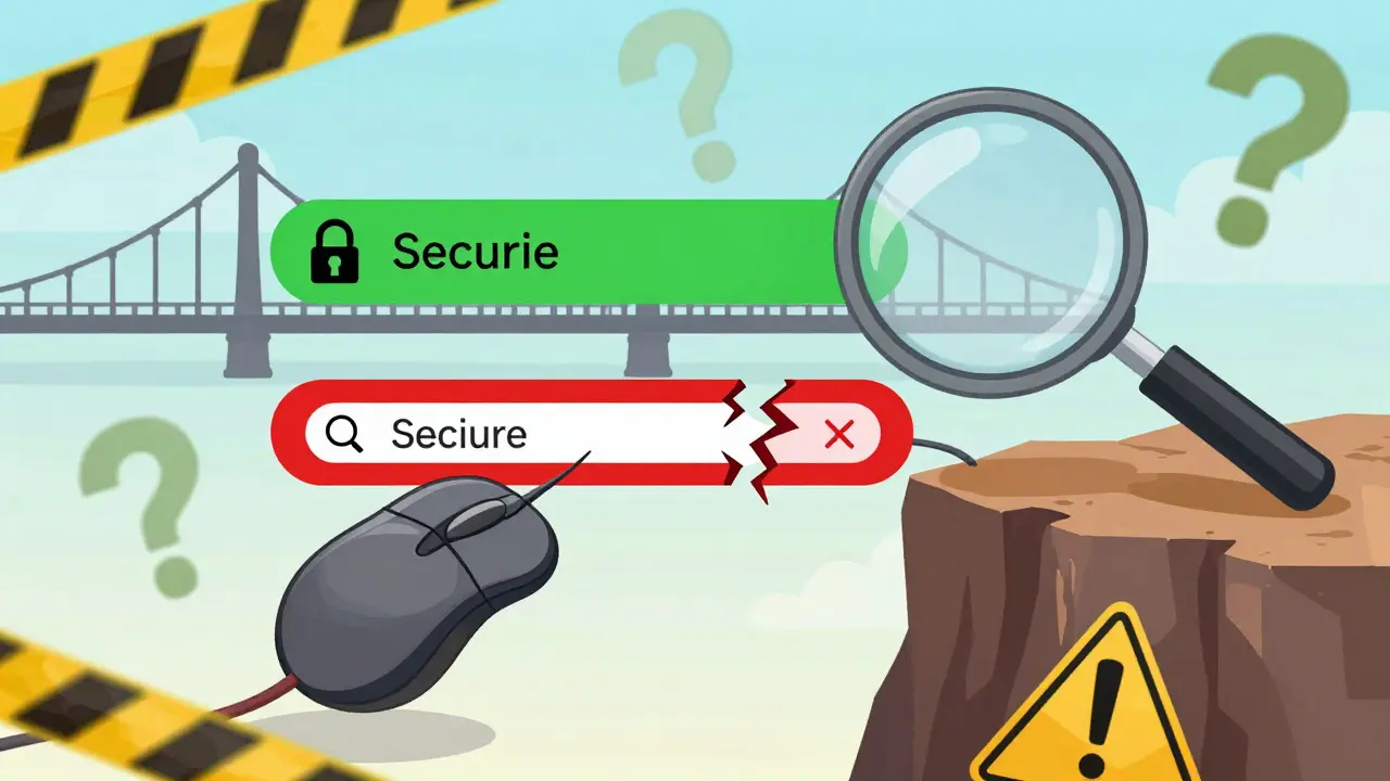 Cartoon showing a mouse choosing between a safe and a risky link