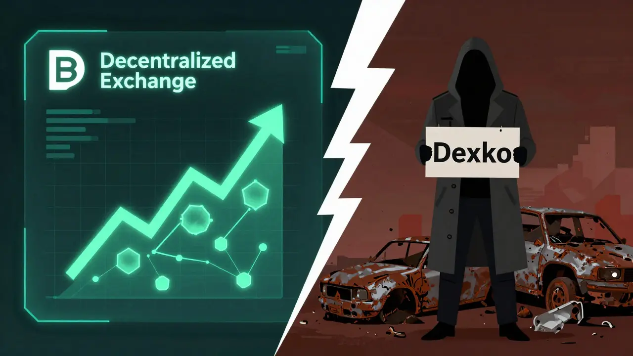 Comparison of real DEX tech versus fake Dexko scam tactics