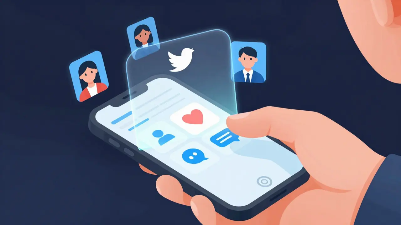 Illustration showing a user completing social media tasks on a phone to qualify for rewards.
