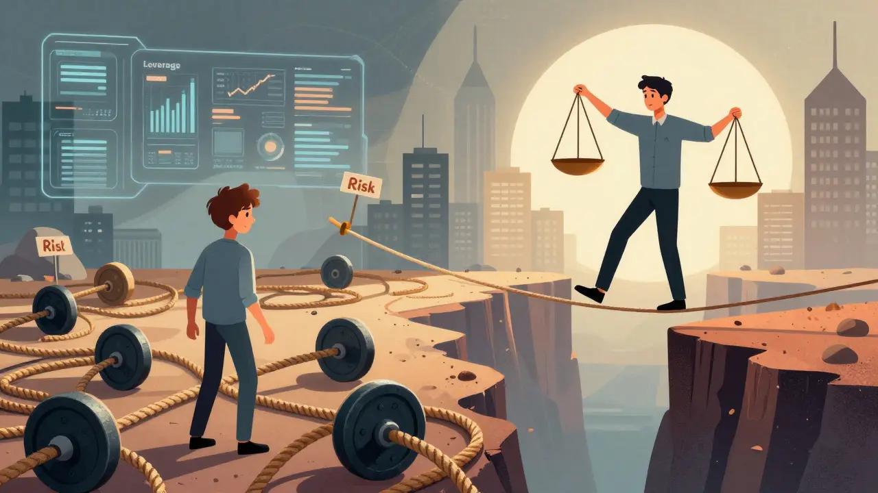 Metaphor of expert vs beginner navigating high-leverage trading risks