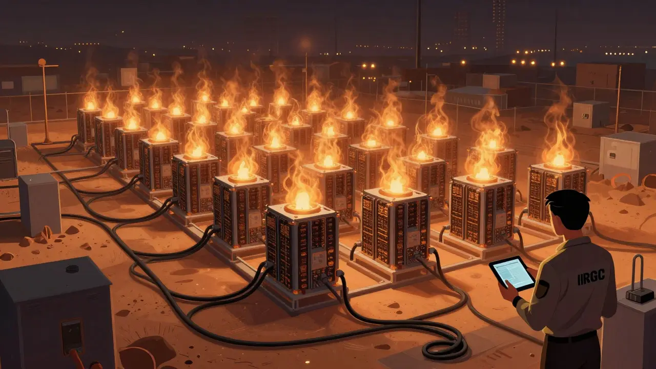 Mining farm with IRGC oversight causing city power outages.