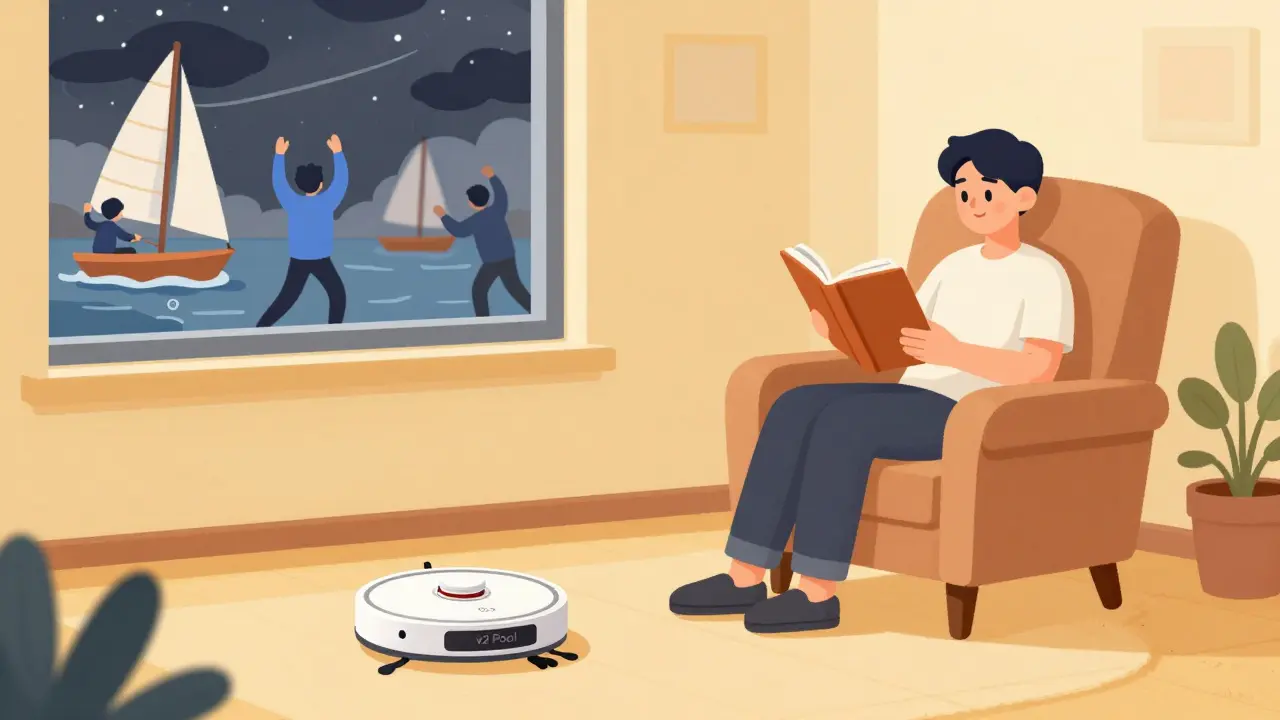 Relaxed investor with automated robot representing passive liquidity
