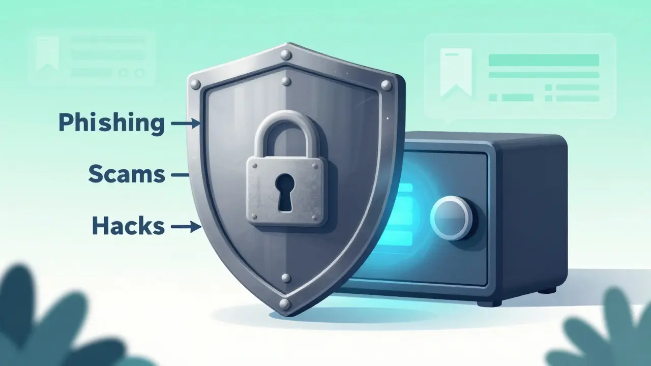 Security shield protecting hardware wallet