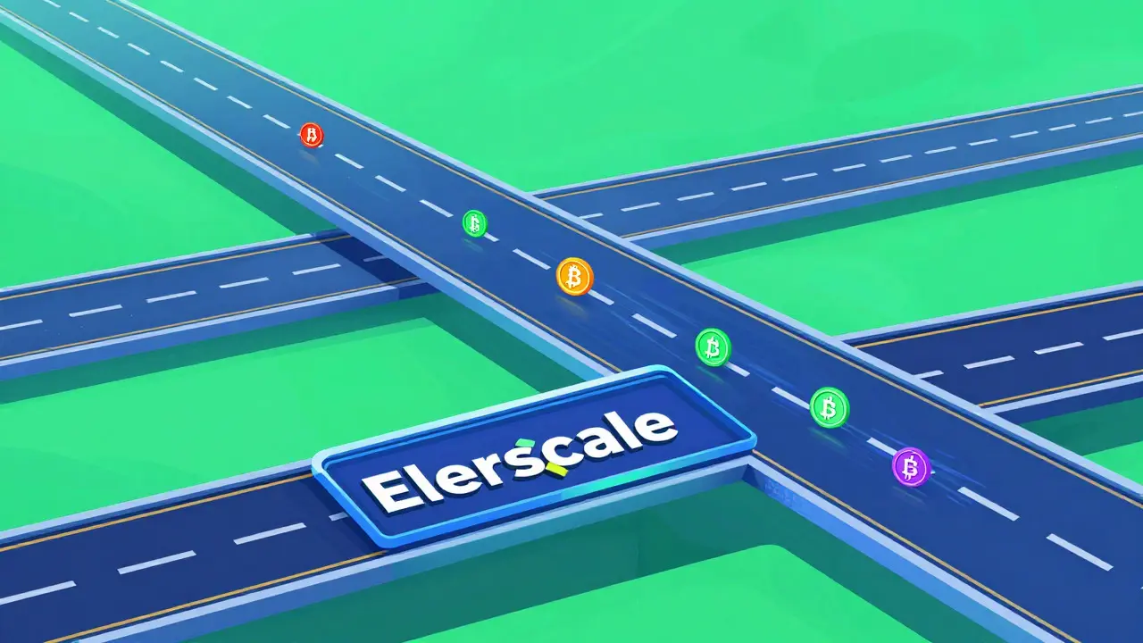 Cartoon depiction of Everscale sharding technology enabling fast, low-fee crypto transactions.