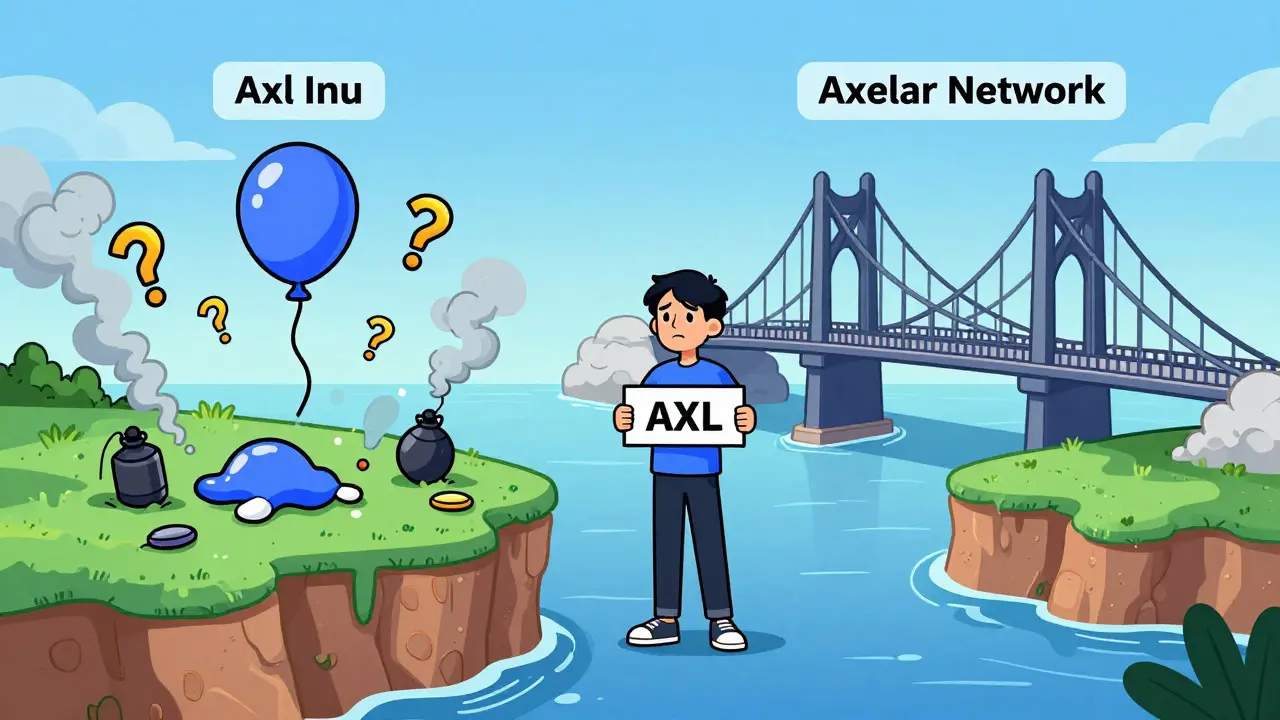 Illustration comparing fake meme coin chaos to legitimate crypto bridge