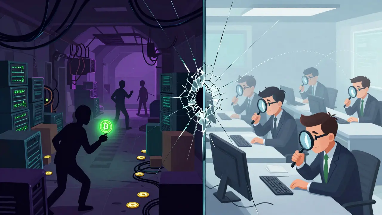 Split view of an underground crypto market versus ineffective law enforcement efforts