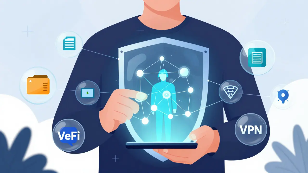 User accessing decentralized finance via smartphone bypassing controls