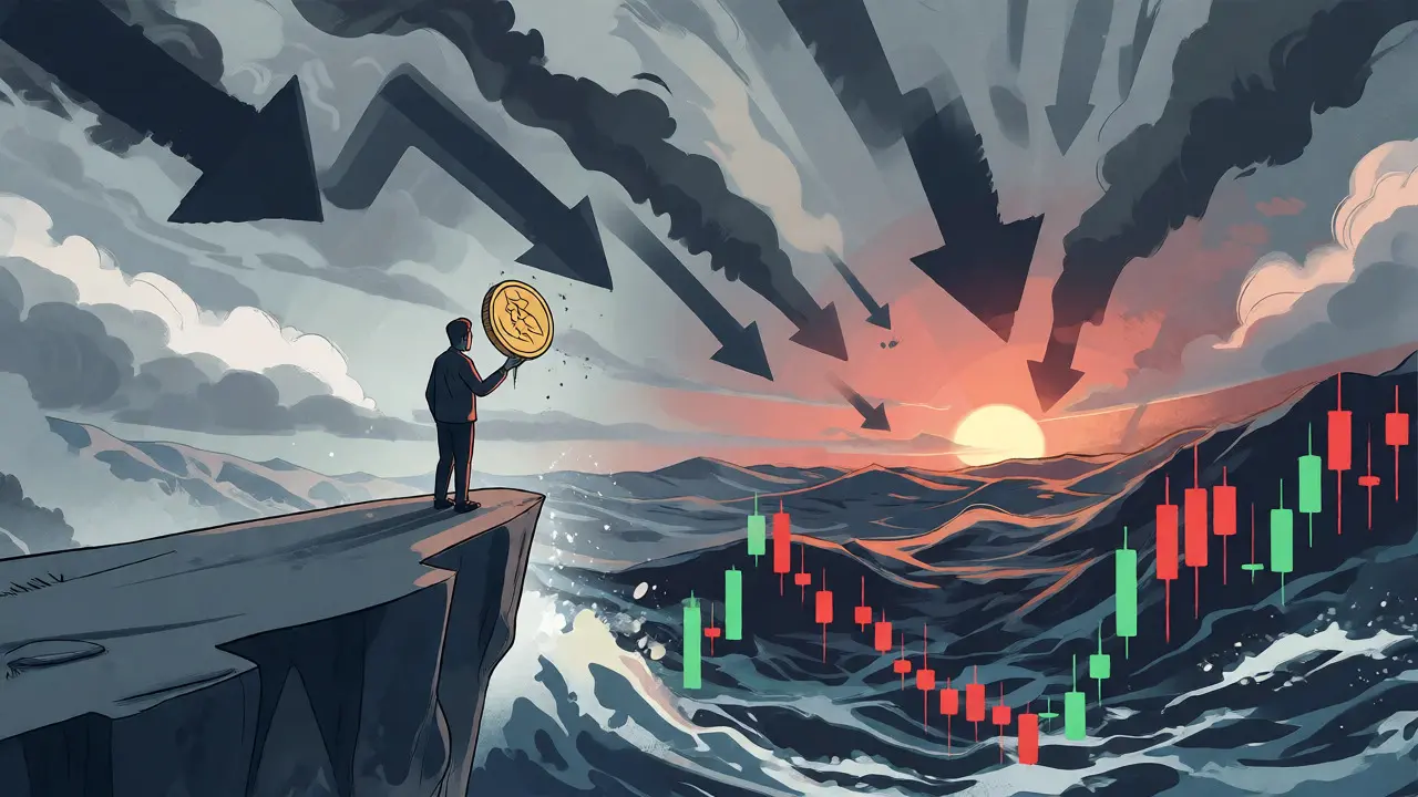 Conceptual illustration of market volatility and long-term token value challenges.