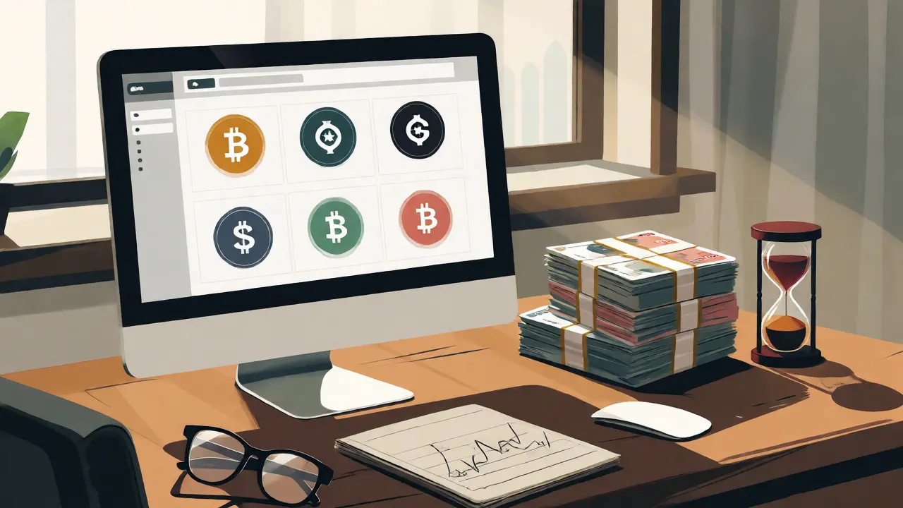 Trader workspace featuring limited crypto assets and fiat currency stacks